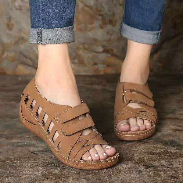 Retro female sandals car line hole shoes