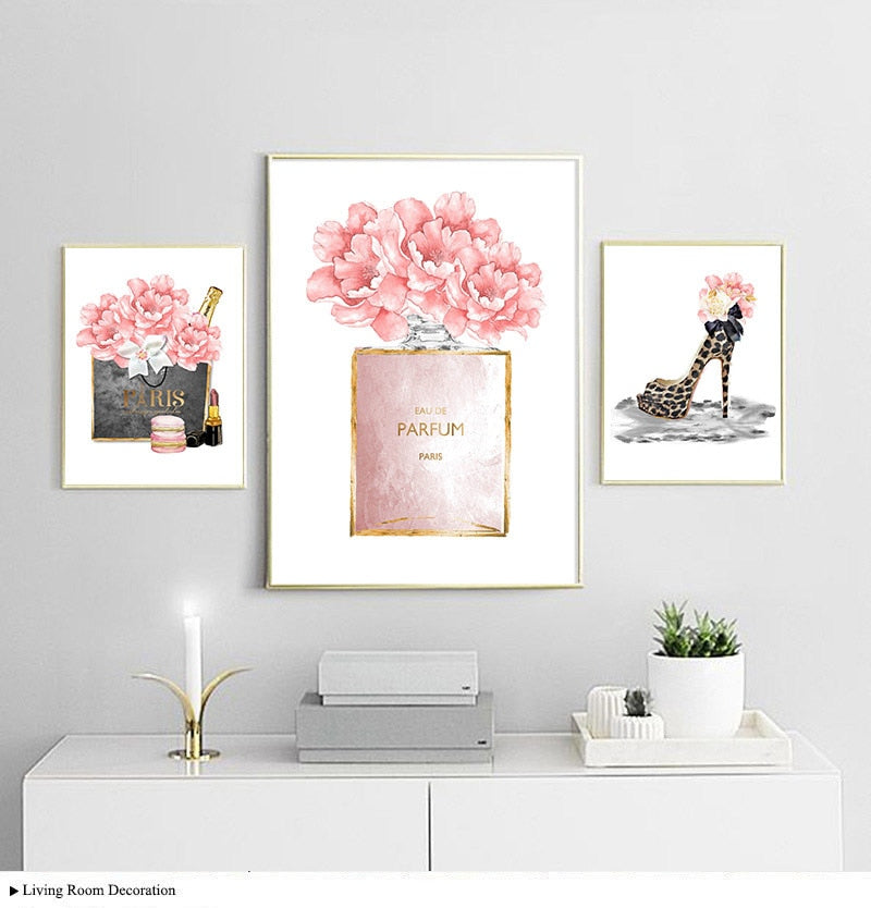 Peony Makeup Perfume Fashion Poster Canvas Painting