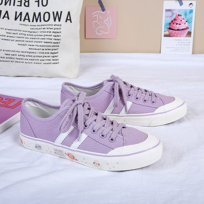 Low-cut canvas shoes female starry sky printing all-match