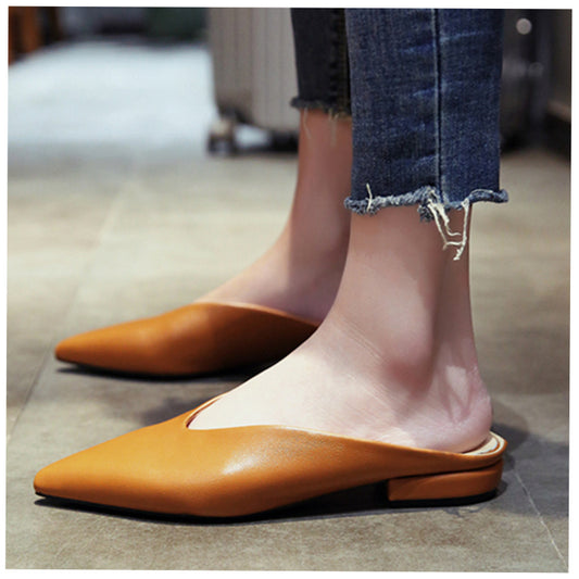 Half-to-single shoes female flat-bottomed pointed thick with lazy wild Korean version with spring female single shoes female