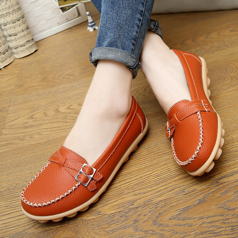 Casual Belt Flat-heel Female Peas Shoes