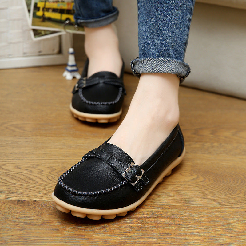 Casual Belt Flat-heel Female Peas Shoes