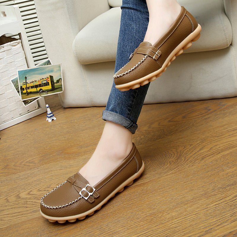 Casual Belt Flat-heel Female Peas Shoes