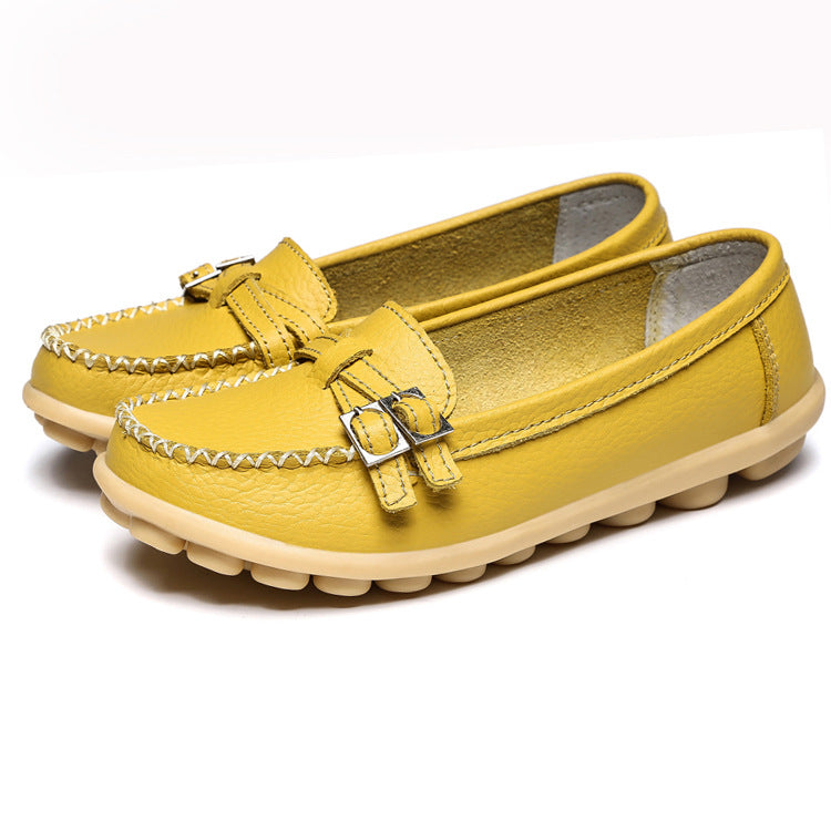 Casual Belt Flat-heel Female Peas Shoes