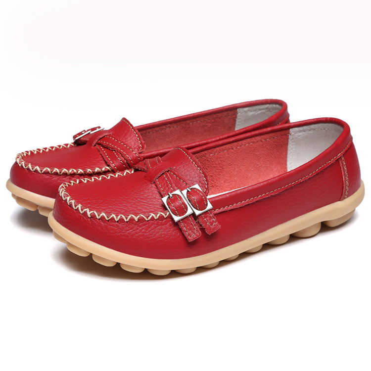 Casual Belt Flat-heel Female Peas Shoes