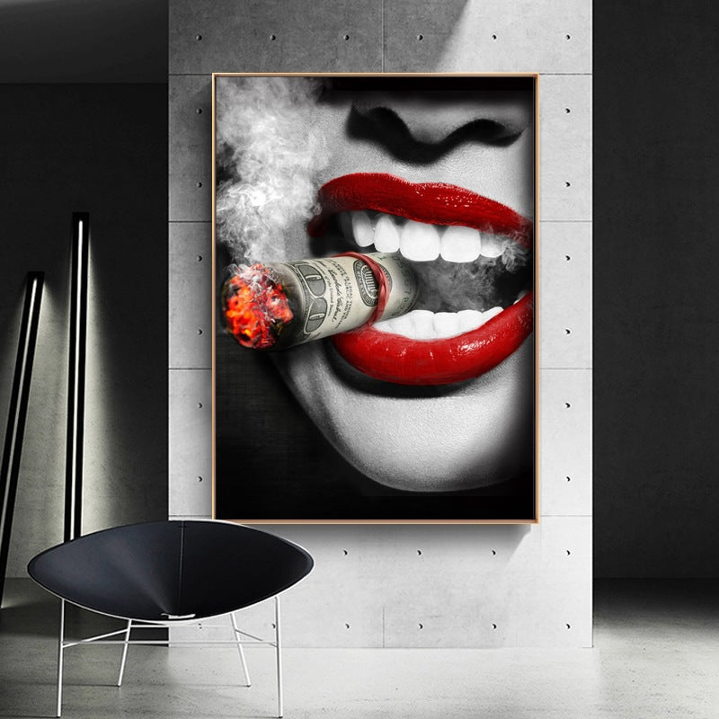 Red Lips And Cigarette Art Poster Decorative Painting