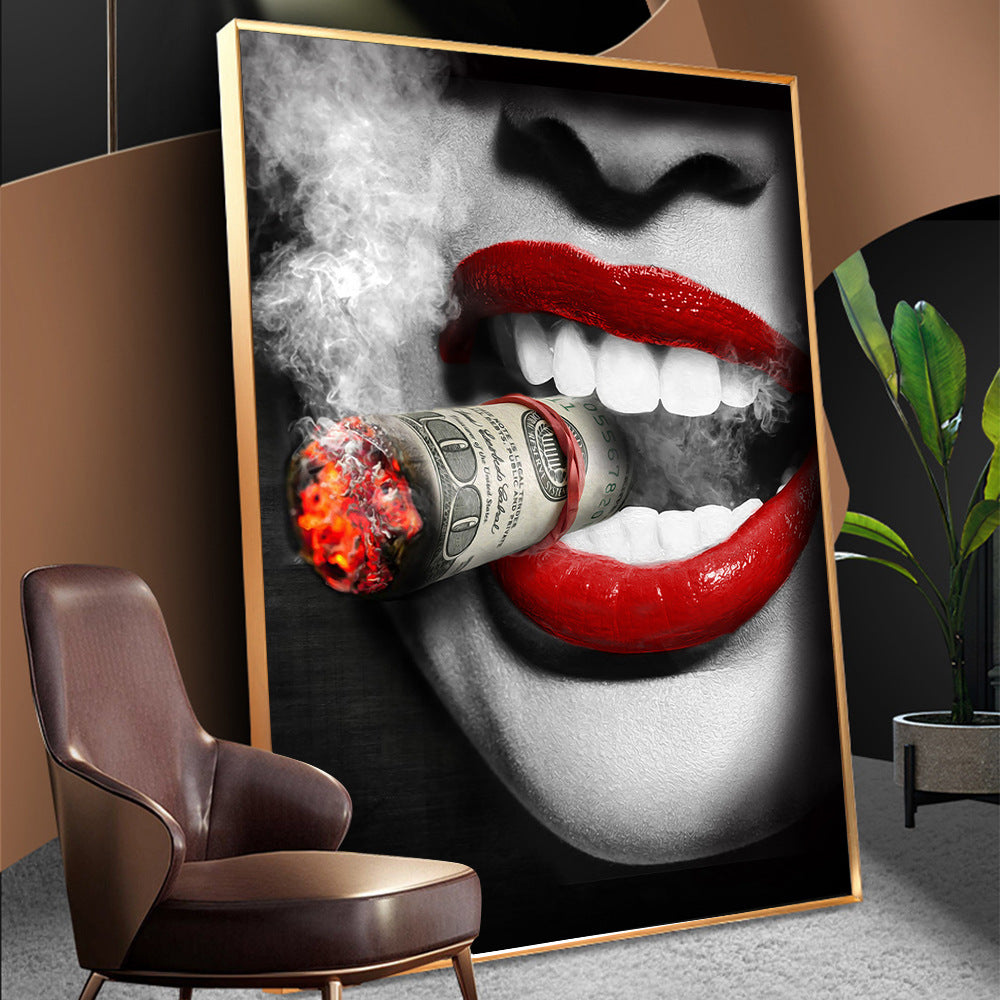 Red Lips And Cigarette Art Poster Decorative Painting