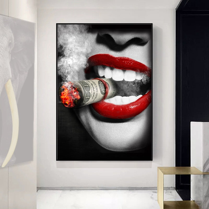 Red Lips And Cigarette Art Poster Decorative Painting