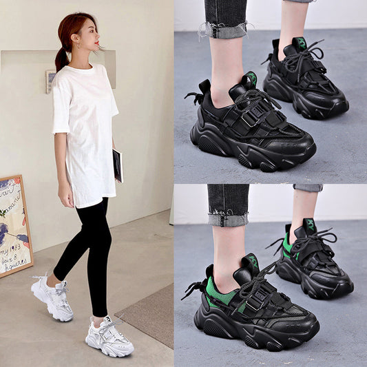 Net Celebrity Old Shoes Female Spring New Zhixun Super Fire Thick-Soled Shoes Casual Sports Shoes One Generation Delivery