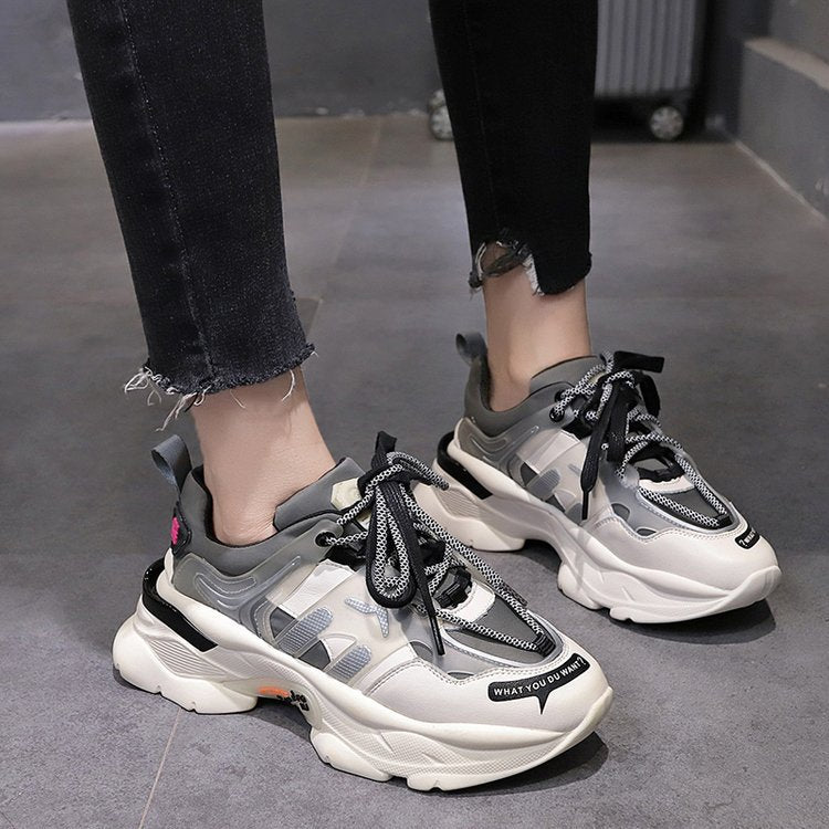 Old Shoes Female Couple Shoes Men And Women Thick-Soled Casual Sports Shoes Ins Tide Net Red Thick-Soled Student Platform Shoes Men'S Shoes