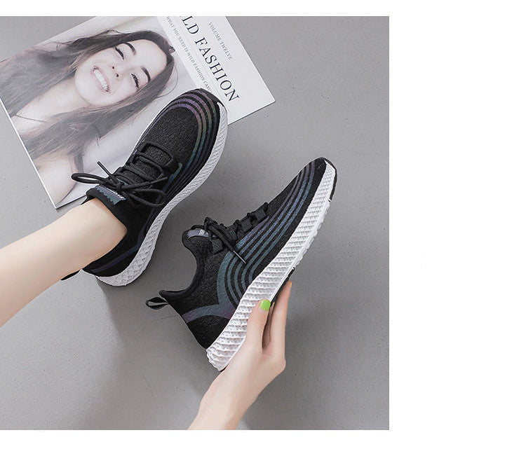 Flat Sneakers Women's Shoes Spring And Autumn Net Shoes Wild Breathable Casual Shoes Female Korean Students Running Shoes Old Shoes