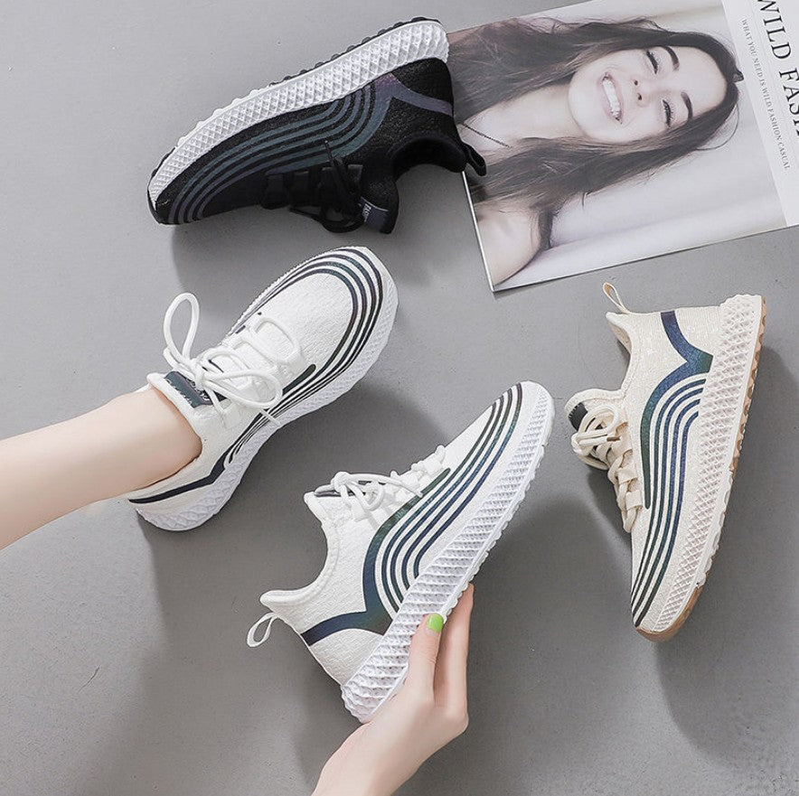 Flat Sneakers Women's Shoes Spring And Autumn Net Shoes Wild Breathable Casual Shoes Female Korean Students Running Shoes Old Shoes