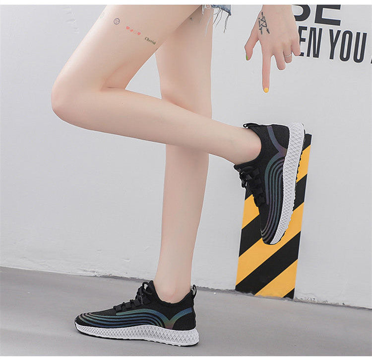 Flat Sneakers Women's Shoes Spring And Autumn Net Shoes Wild Breathable Casual Shoes Female Korean Students Running Shoes Old Shoes