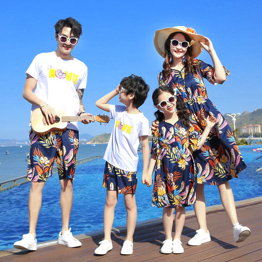 Family Matching Outfit Mother and Daughter Dresses Daddy and Son T-shirt Short Pants Clothes Set