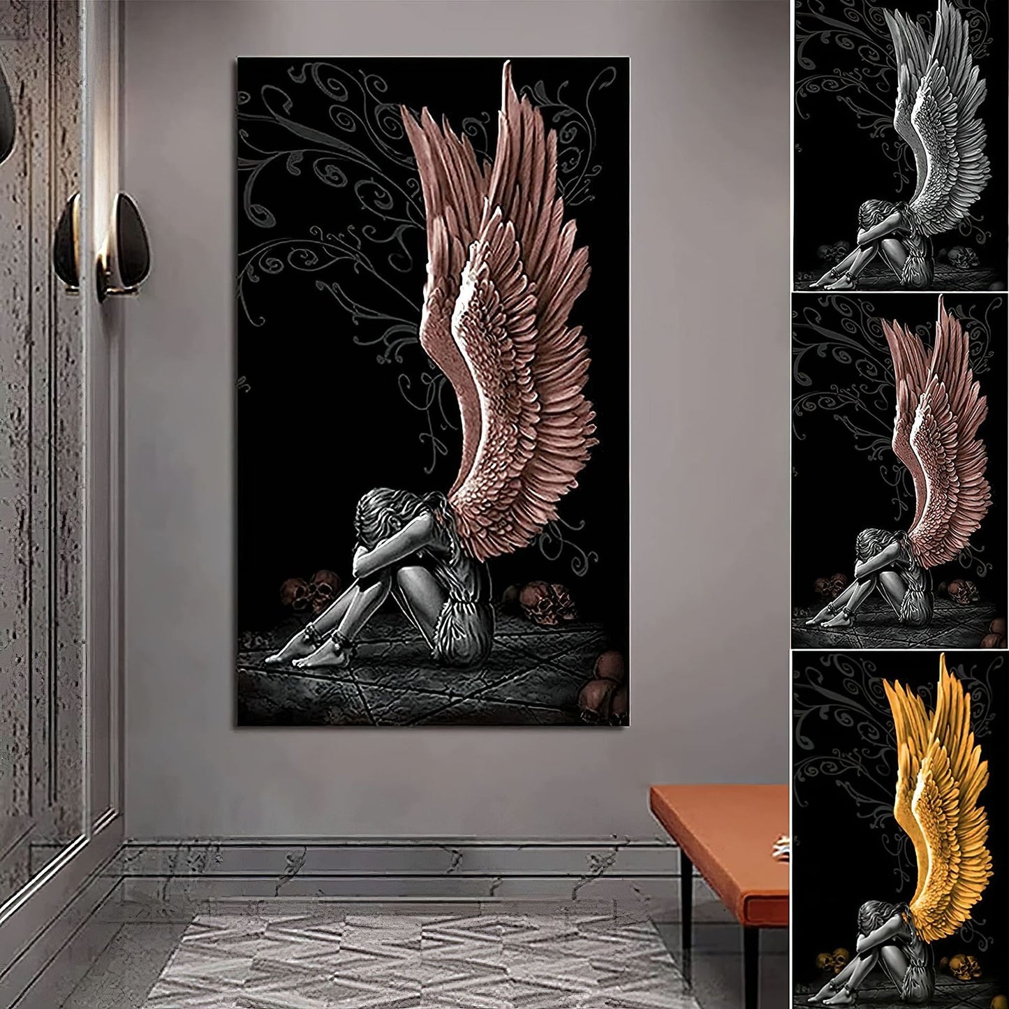 Sitting Angel Art Poster Living Room Angel Wings Wall Decoration Oil Painting