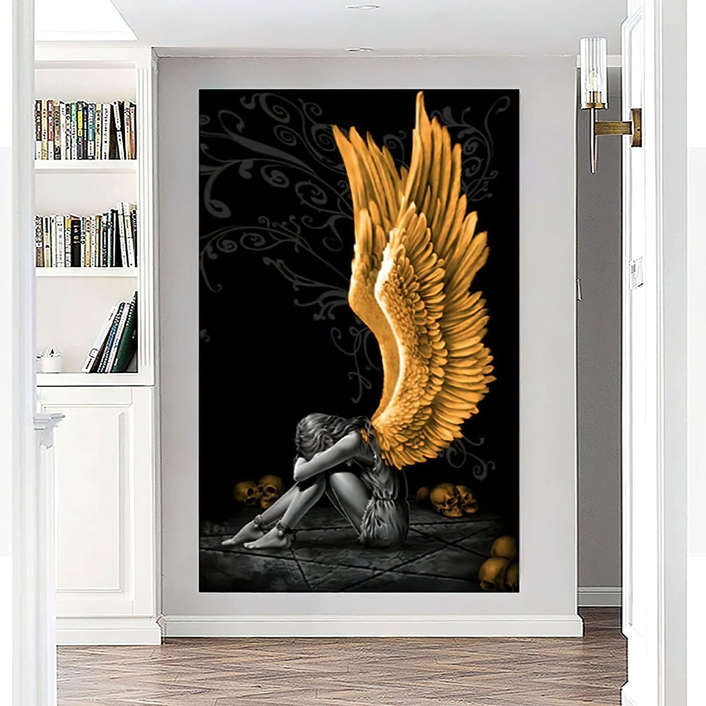 Sitting Angel Art Poster Living Room Angel Wings Wall Decoration Oil Painting