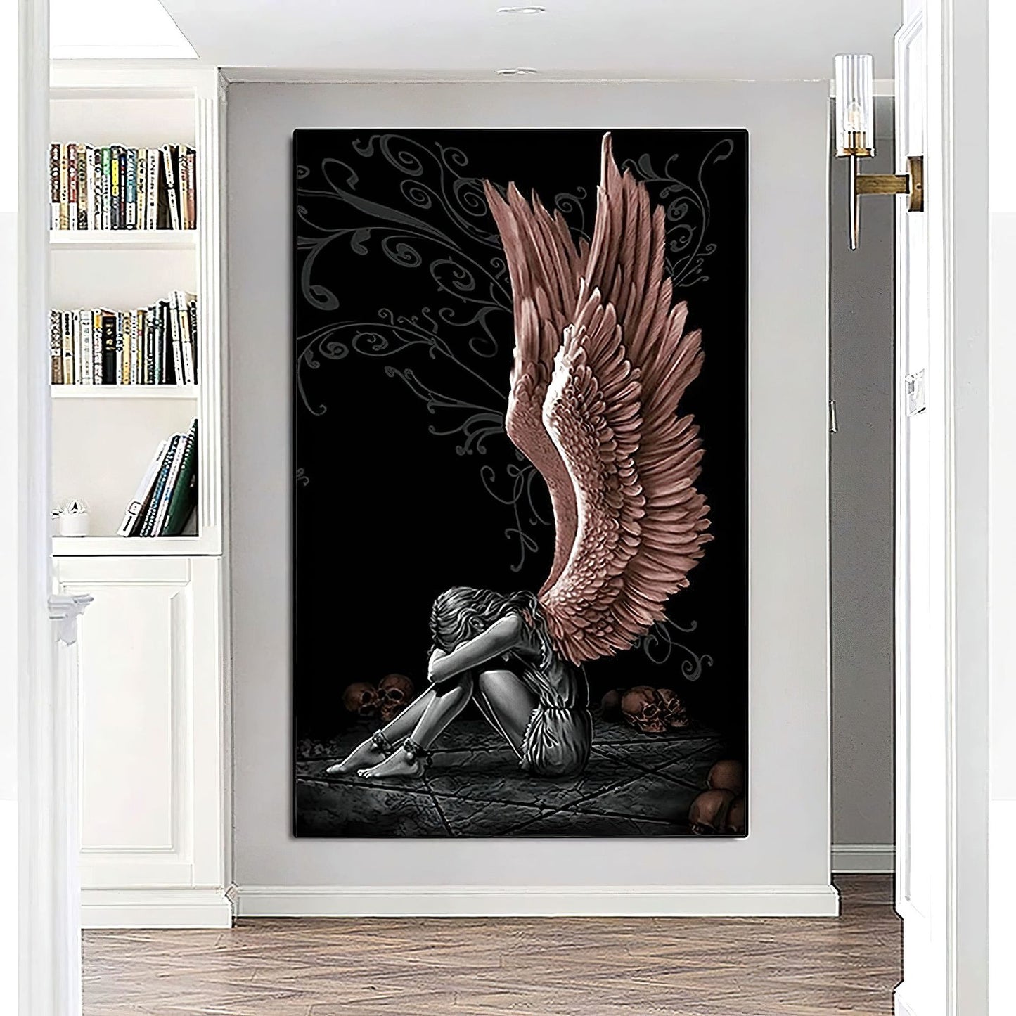 Sitting Angel Art Poster Living Room Angel Wings Wall Decoration Oil Painting