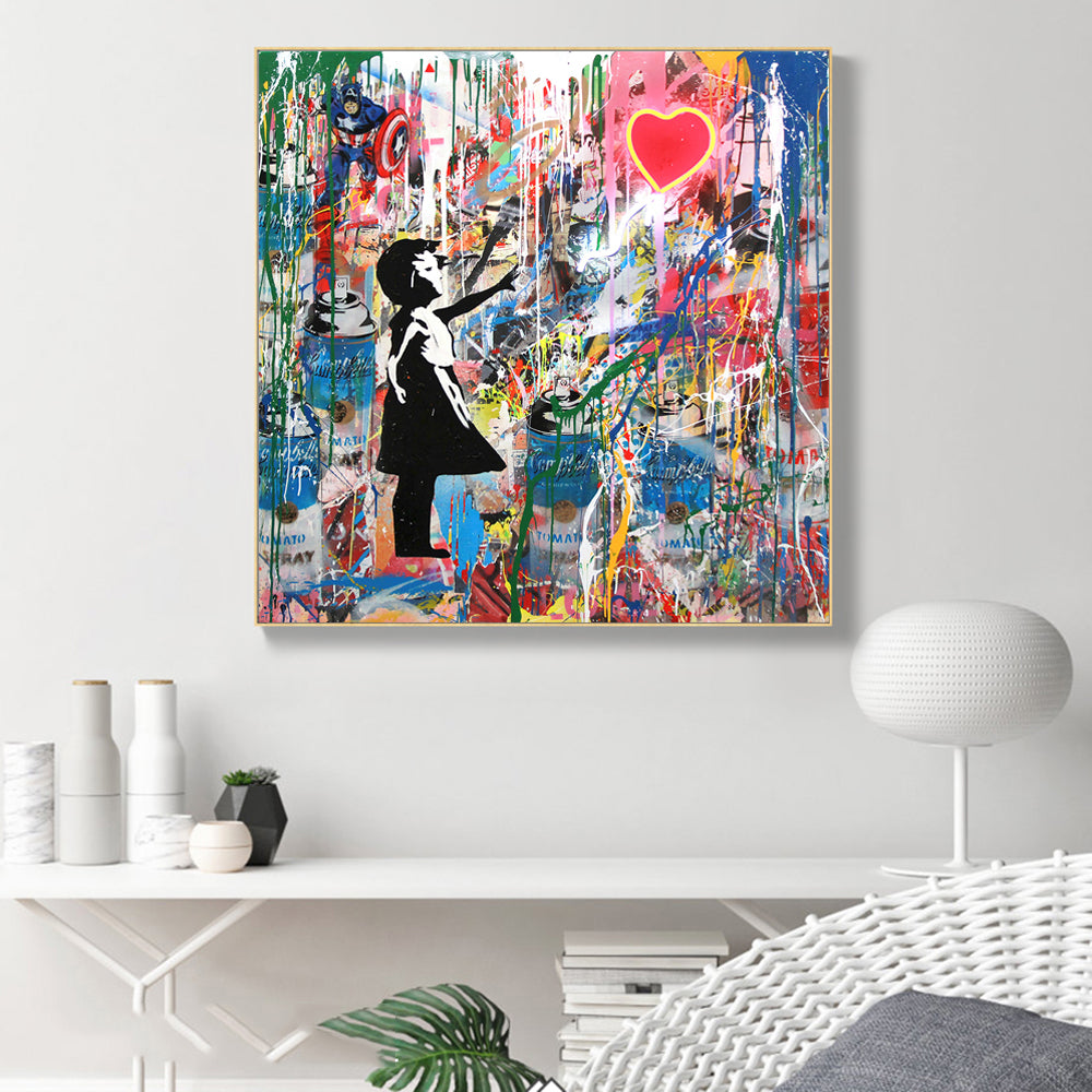 Graffiti Poster Little Girl Decorative Painting Canvas Painting Core