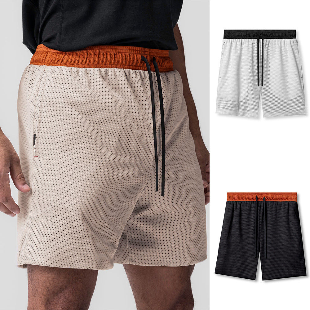 Muscle Workout Brothers Color Matching Running Exercise Training Mesh Shorts