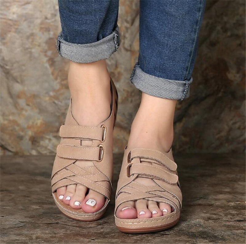 Retro female sandals car line hole shoes