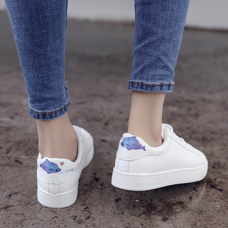 Casual shoes female spring and summer new casual shallow mouth flat bottom wild kitten small fish student shoes white shoes female