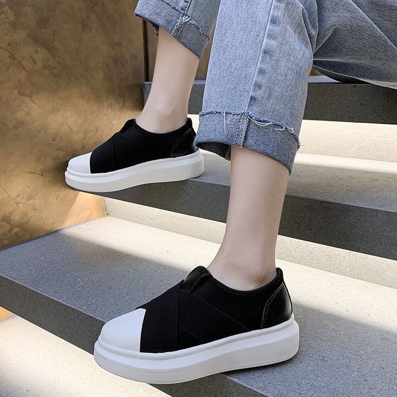 Board Shoes Female All Match Thick Sole Heightening Shoes Casual Small White Shoes Female