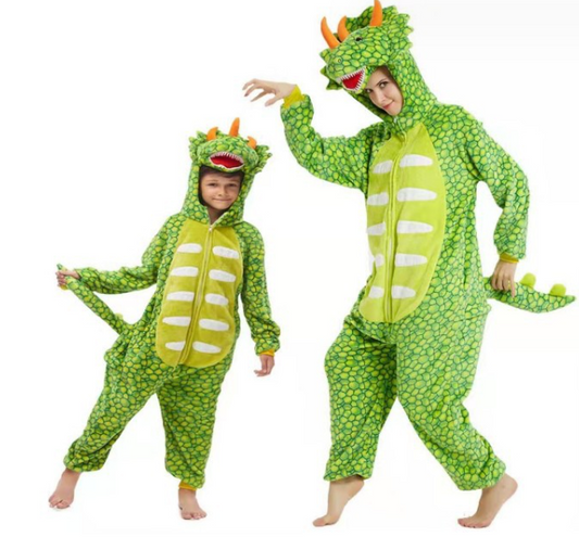 Cartoon Cartoon Lion King Green Triceratops One-piece Pajamas Men And Women Couple Homewear