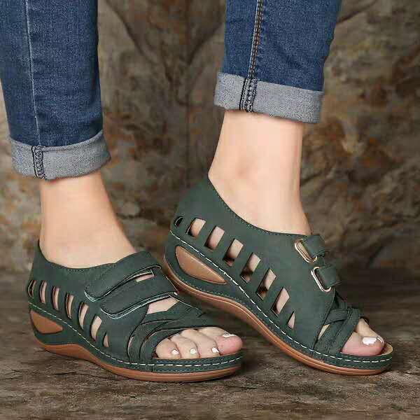 Retro female sandals car line hole shoes