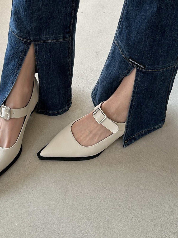 Chunky Heel Ankle-strap Buckle Mary Jane Shoes Female Low Heel Shoes