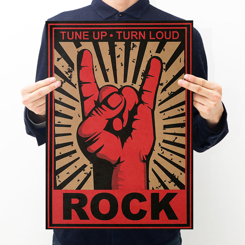 ROCK gesture classic retro kraft paper poster