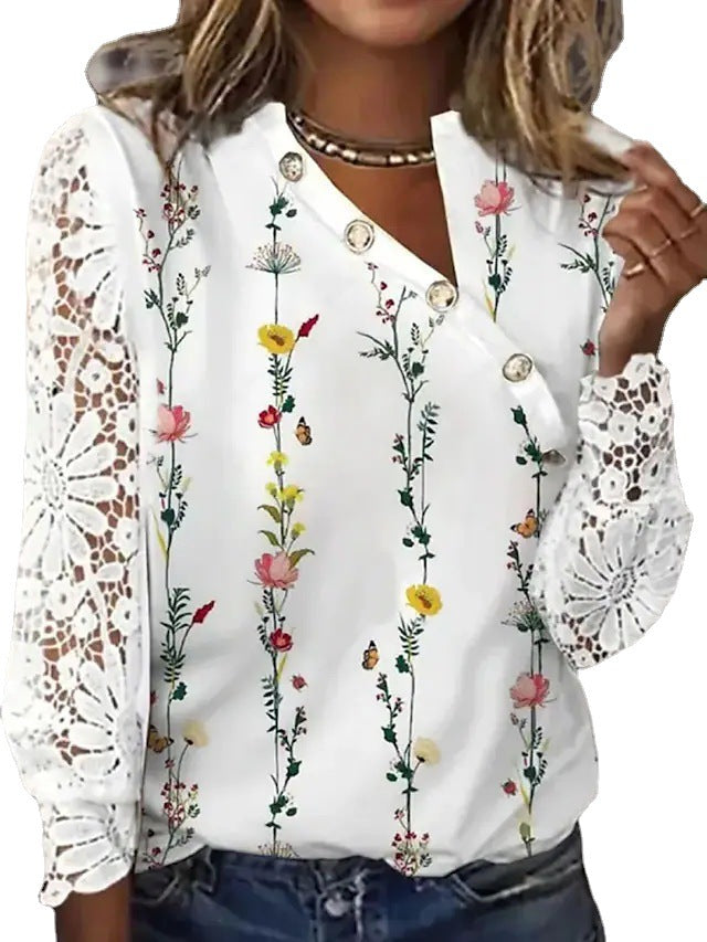 Womens Lace Sleeve Blouse