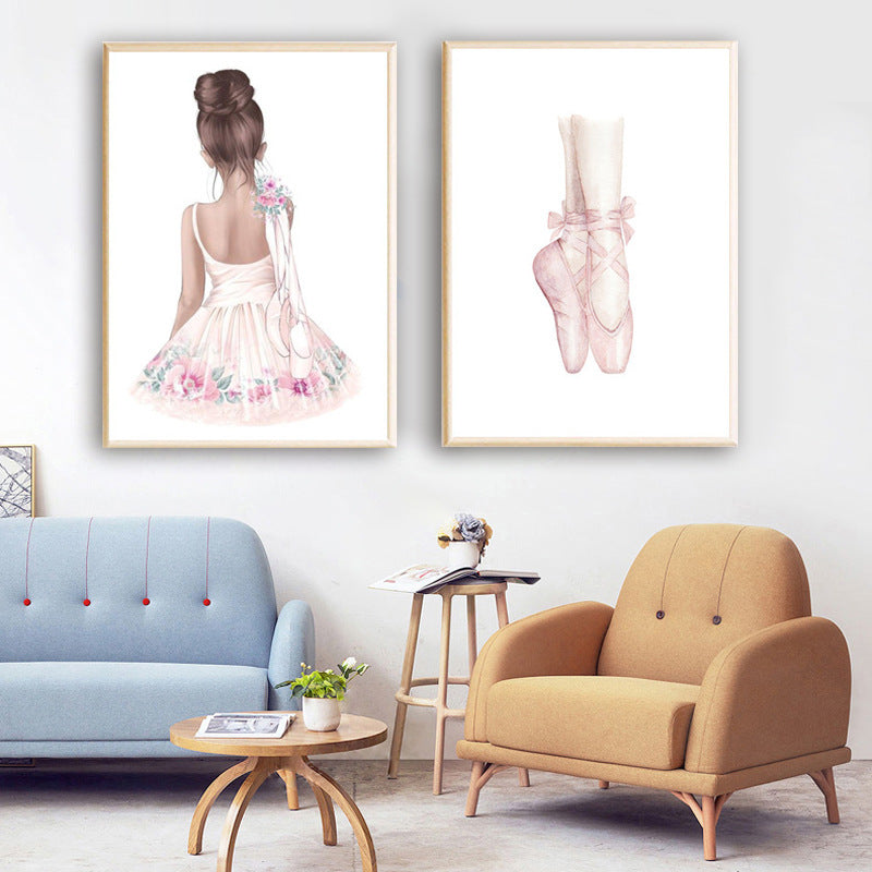 Cartoon Girl Canvas Poster Ballet Dancer Wall Art Nursery Baby Room Decoration Poster