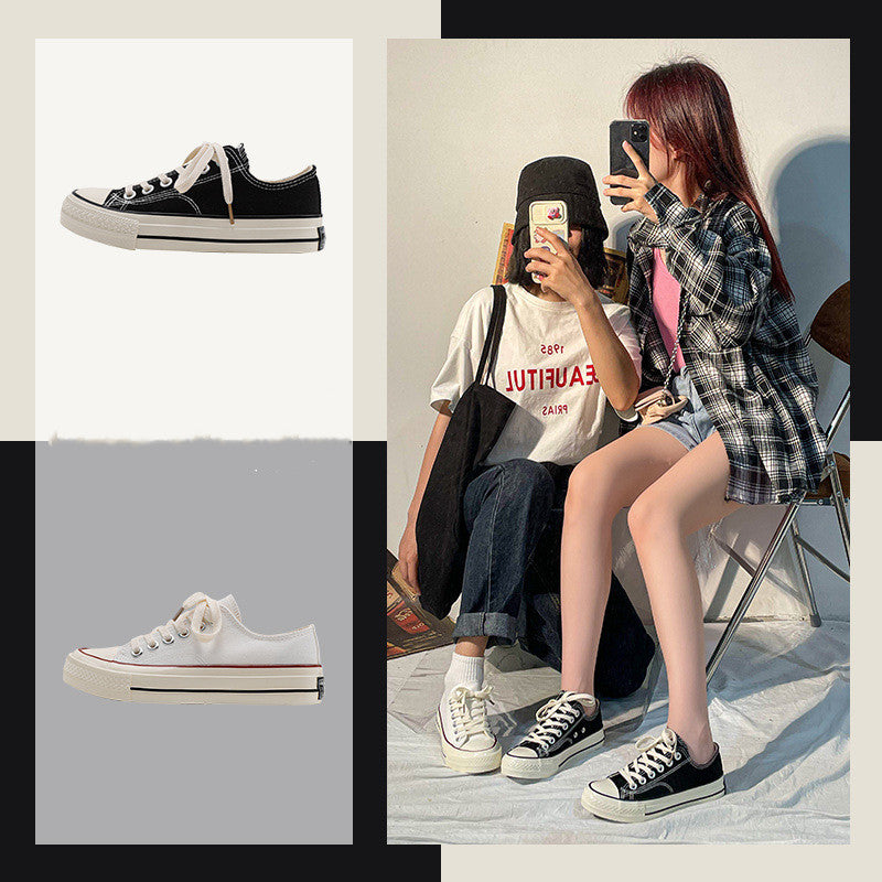 White Low Top 1970s Canvas Shoes Female Students Korean Style Womens Shoes