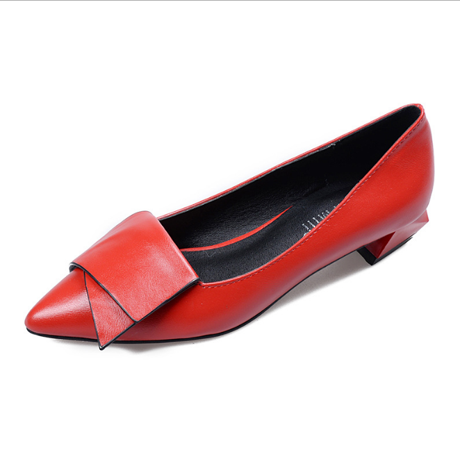 Pointed Single Shoes Female Low Heel Flat Bottom With Shallow Mouth Thick With Boat Shoes Scoop Shoes