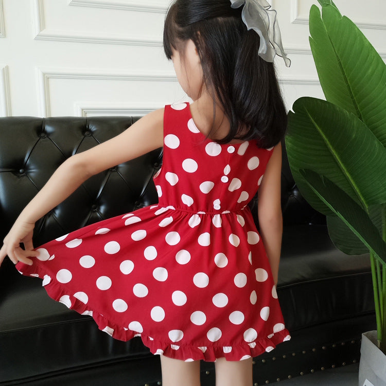 Sand beach parent-child summer dress new family three family short sleeve Polka Dot foreign style women"s dress