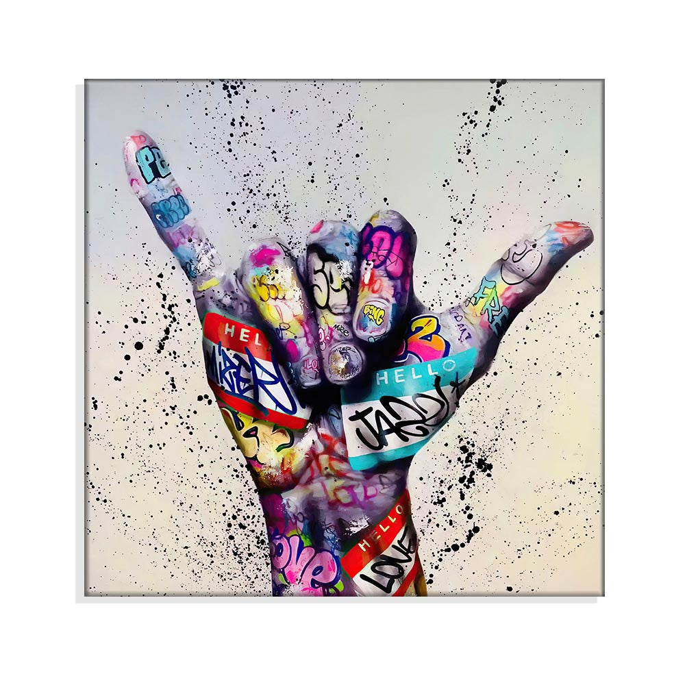 Abstract Gesture Graffiti Art Canvas Painting Hand Wall Art Street Poster