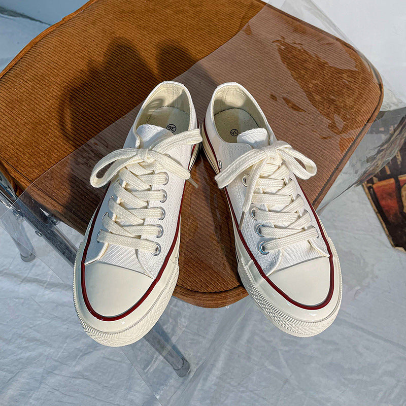 White Low Top 1970s Canvas Shoes Female Students Korean Style Womens Shoes