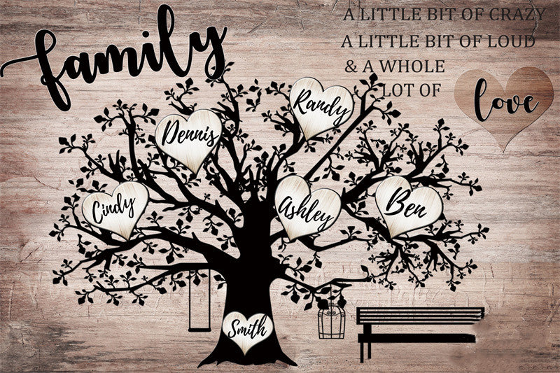 Family Tree Canvas Painting Custom Name Wall Art Poster