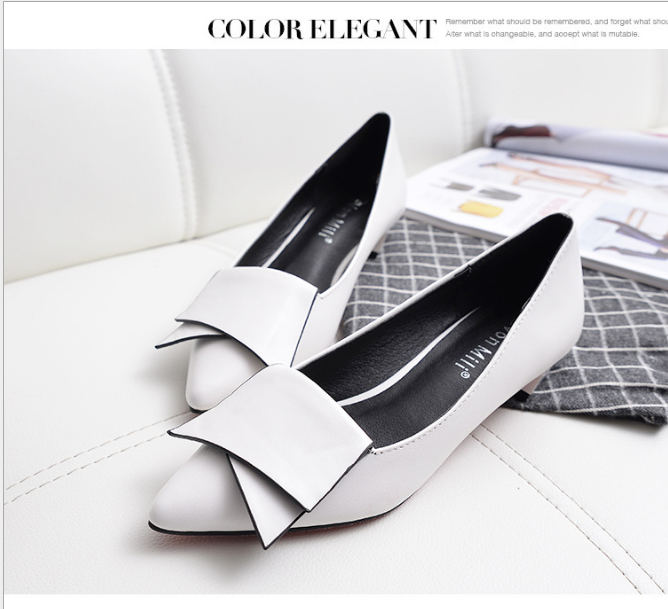 Pointed Single Shoes Female Low Heel Flat Bottom With Shallow Mouth Thick With Boat Shoes Scoop Shoes