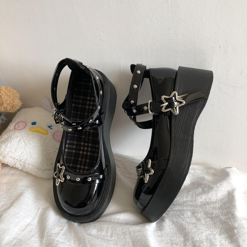 Dark Retro Small Leather Shoes Female Loli Soft Girl