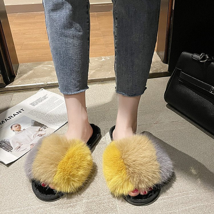 New Women's Home Slippers Winter Warm Shoes Indoor Plush Slippers Fluffy Female Flat Fur Shoes For Ladies Soft Slippers