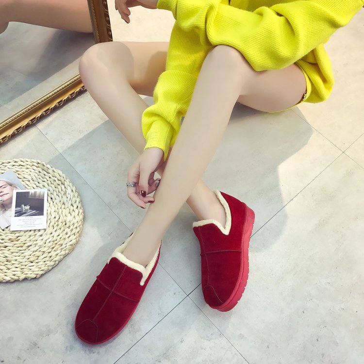 Bread shoes 2021 winter snow boots two Korean students short tube shoes slip-on plus velvet new female warm autumn