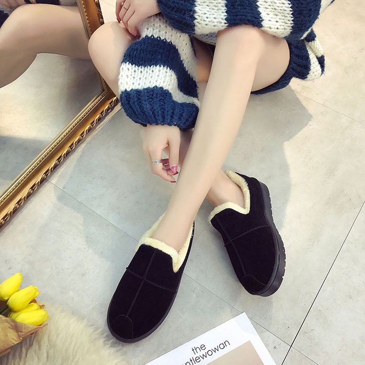 Bread shoes 2021 winter snow boots two Korean students short tube shoes slip-on plus velvet new female warm autumn