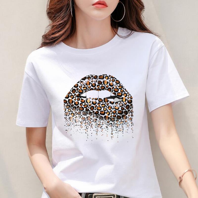 Modal Fabric Women's Leopard Print Heart Printing New Short Sleeve