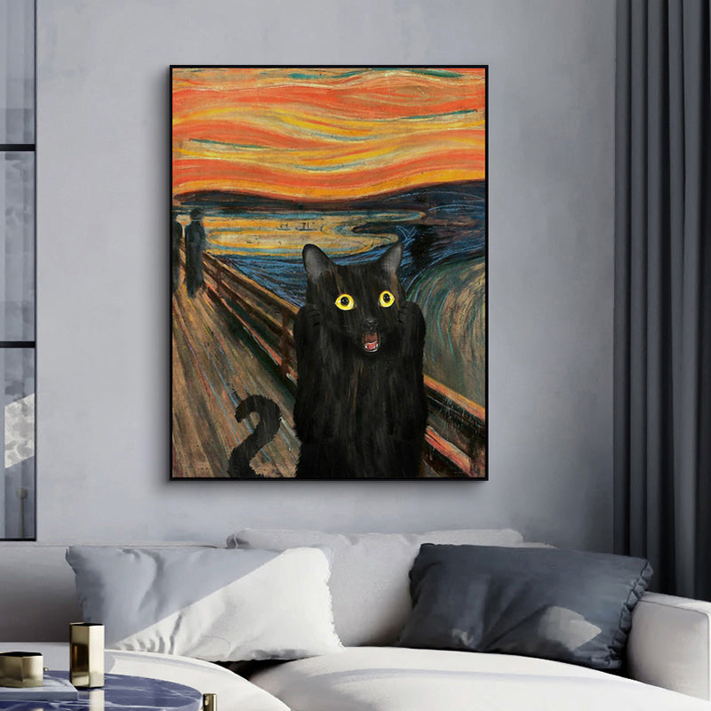 Black Cat Portrait Funny Canvas Painting Poster