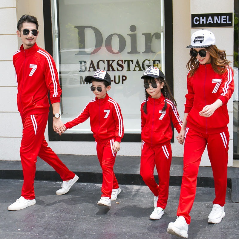 Parent-child Fashion Sports Suit Three Family Wear Team Activity Suit