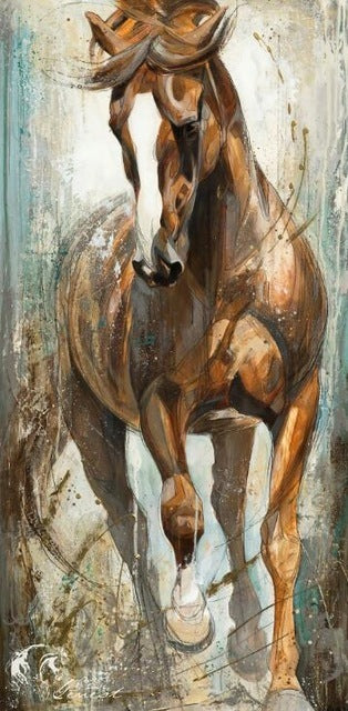 Nordic Horse Racing Oil Painting Canvas Wall Art Print Animal Poster