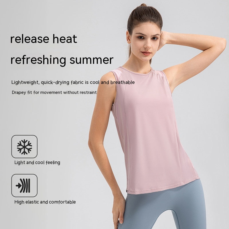 Summer Lightweight Sports Blouse Women's Quick-drying Yoga Vest Loose Breathable Workout Running Top