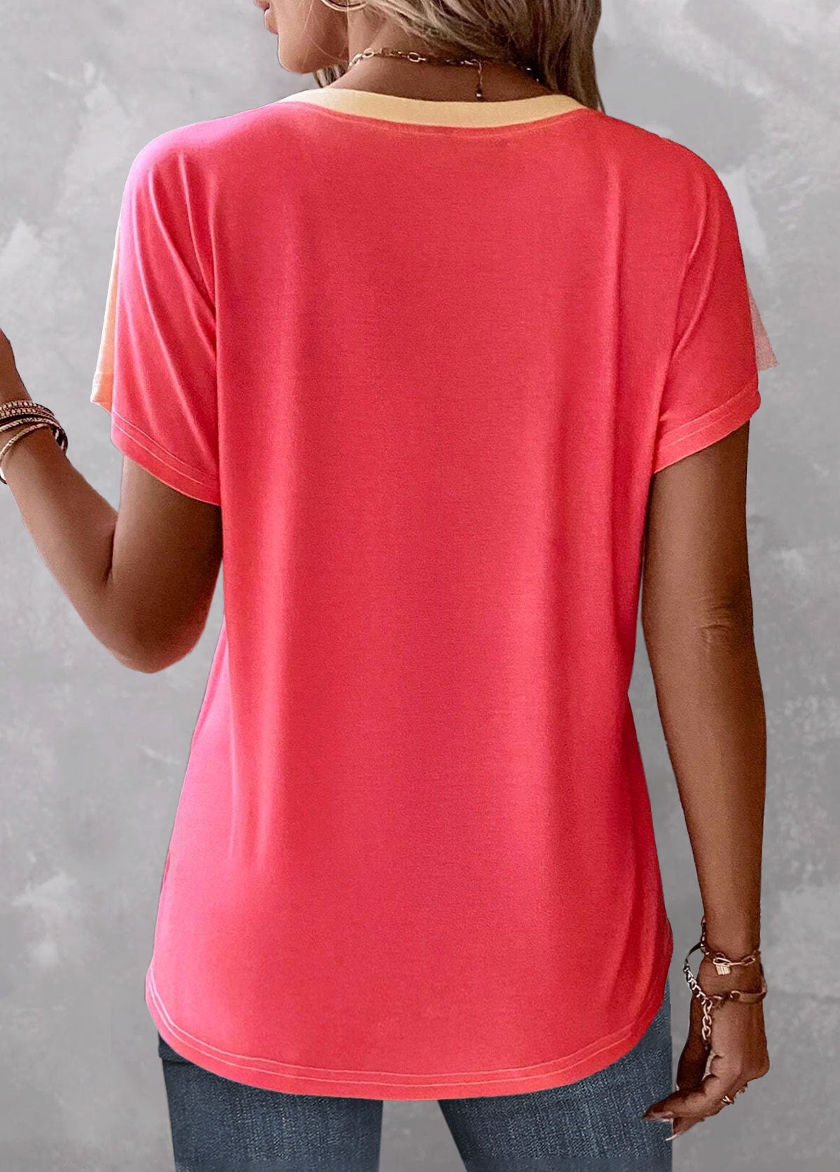 Multi Color Gradient Button Top Casual