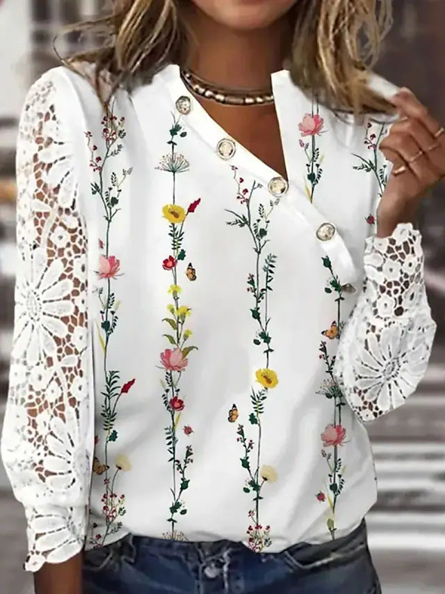 Womens Lace Sleeve Blouse